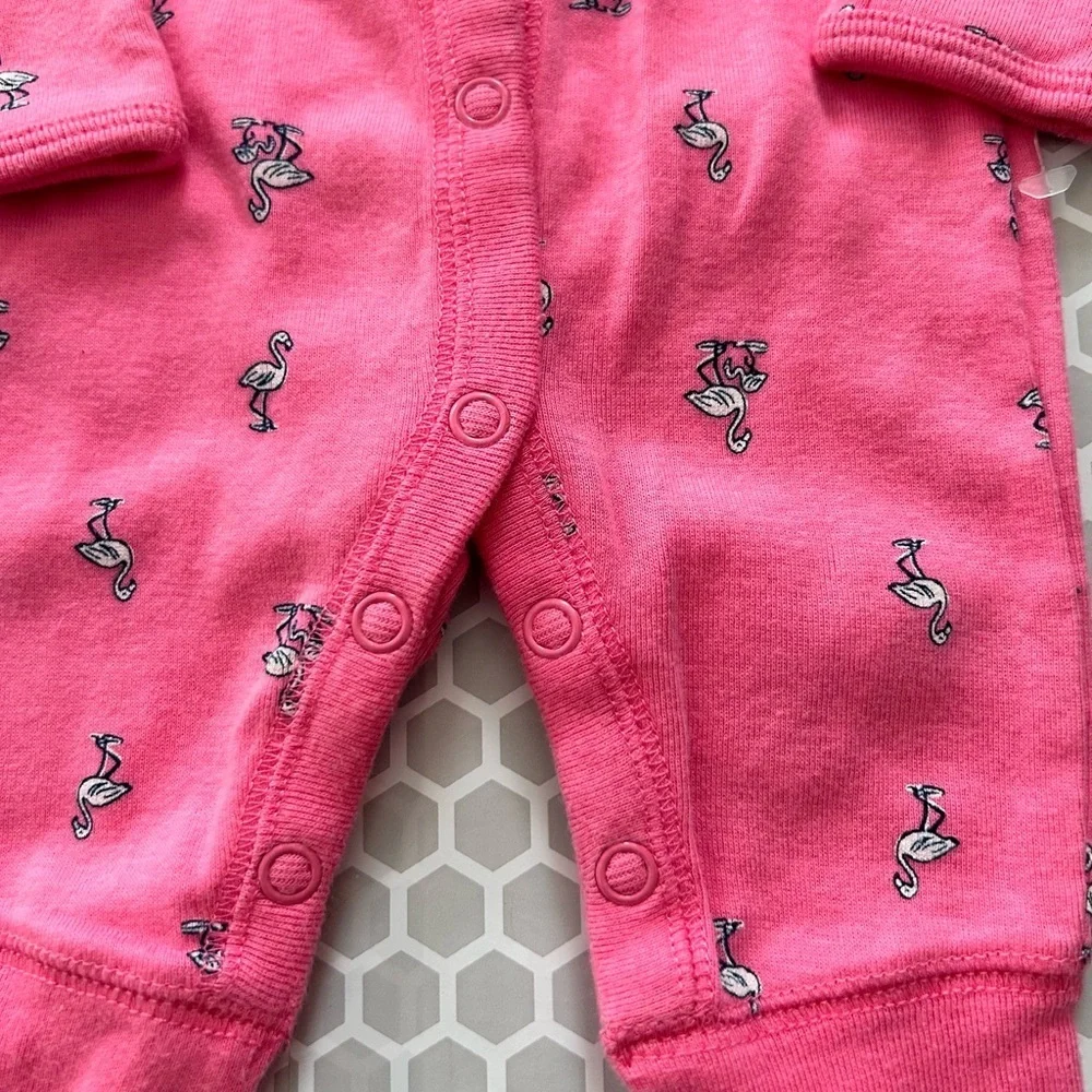Carter’s One Piece Snap Pajama with Flamingos  Size NB